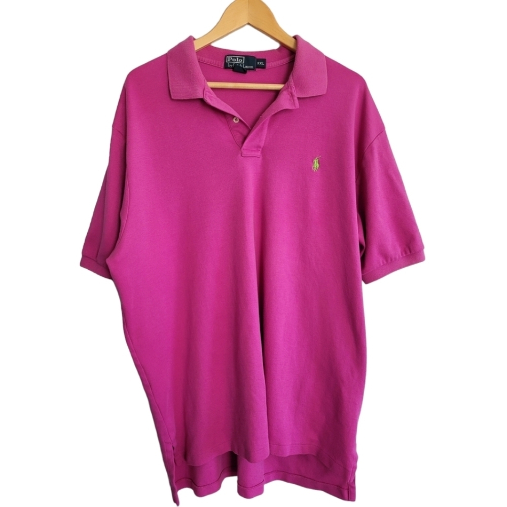 Polo Ralph Lauren Pink and Green Golf Polo Shirt Soft Cotton Size XXL